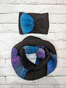 Duo bandeau/foulard infini Noir/Multicolore