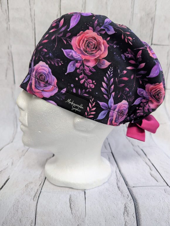 Chapeau Chirurgical Roses Mauves