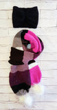 Foulard Touski a pompon Mix Mauve/Rose